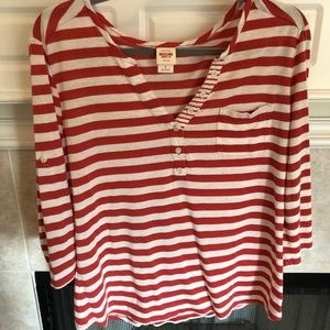 Red and cream long sleeve